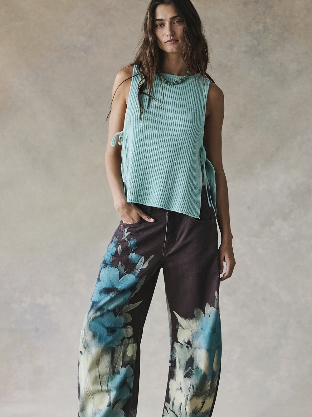We The Free Good Luck Printed Barrel Jeans.  Price Is Firm.
